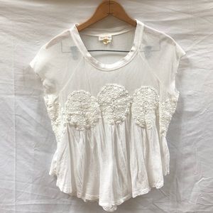 White mesh and embroidered top
